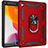 Funda Bumper Silicona y Plastico Mate Carcasa con Magnetico Anillo de dedo Soporte MQ1 para Apple iPad 10.2 (2021) Rojo