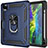 Funda Bumper Silicona y Plastico Mate Carcasa con Magnetico Anillo de dedo Soporte MQ1 para Apple iPad Pro 11 (2022) Azul