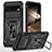 Funda Bumper Silicona y Plastico Mate Carcasa con Magnetico Anillo de dedo Soporte MQ1 para Google Pixel 8 Pro 5G Negro