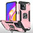 Funda Bumper Silicona y Plastico Mate Carcasa con Magnetico Anillo de dedo Soporte MQ1 para Oppo A94 4G Oro Rosa