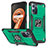 Funda Bumper Silicona y Plastico Mate Carcasa con Magnetico Anillo de dedo Soporte MQ1 para Oppo A96 4G Verde Noche