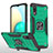 Funda Bumper Silicona y Plastico Mate Carcasa con Magnetico Anillo de dedo Soporte MQ1 para Samsung Galaxy A02 Verde Noche