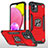 Funda Bumper Silicona y Plastico Mate Carcasa con Magnetico Anillo de dedo Soporte MQ1 para Samsung Galaxy A03 Rojo