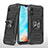 Funda Bumper Silicona y Plastico Mate Carcasa con Magnetico Anillo de dedo Soporte MQ1 para Samsung Galaxy A10e Negro