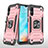 Funda Bumper Silicona y Plastico Mate Carcasa con Magnetico Anillo de dedo Soporte MQ1 para Samsung Galaxy A10e Oro Rosa