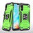 Funda Bumper Silicona y Plastico Mate Carcasa con Magnetico Anillo de dedo Soporte MQ1 para Samsung Galaxy A10e Verde