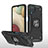 Funda Bumper Silicona y Plastico Mate Carcasa con Magnetico Anillo de dedo Soporte MQ1 para Samsung Galaxy A12 5G Negro