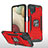 Funda Bumper Silicona y Plastico Mate Carcasa con Magnetico Anillo de dedo Soporte MQ1 para Samsung Galaxy A12 Nacho Rojo