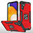 Funda Bumper Silicona y Plastico Mate Carcasa con Magnetico Anillo de dedo Soporte MQ1 para Samsung Galaxy A13 5G Rojo