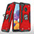 Funda Bumper Silicona y Plastico Mate Carcasa con Magnetico Anillo de dedo Soporte MQ1 para Samsung Galaxy A21 Rojo