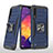Funda Bumper Silicona y Plastico Mate Carcasa con Magnetico Anillo de dedo Soporte MQ1 para Samsung Galaxy A30S Azul