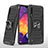 Funda Bumper Silicona y Plastico Mate Carcasa con Magnetico Anillo de dedo Soporte MQ1 para Samsung Galaxy A30S Negro