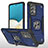 Funda Bumper Silicona y Plastico Mate Carcasa con Magnetico Anillo de dedo Soporte MQ1 para Samsung Galaxy A33 5G Azul