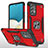 Funda Bumper Silicona y Plastico Mate Carcasa con Magnetico Anillo de dedo Soporte MQ1 para Samsung Galaxy A33 5G Rojo