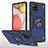 Funda Bumper Silicona y Plastico Mate Carcasa con Magnetico Anillo de dedo Soporte MQ1 para Samsung Galaxy A42 5G Azul
