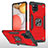 Funda Bumper Silicona y Plastico Mate Carcasa con Magnetico Anillo de dedo Soporte MQ1 para Samsung Galaxy A42 5G Rojo