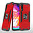 Funda Bumper Silicona y Plastico Mate Carcasa con Magnetico Anillo de dedo Soporte MQ1 para Samsung Galaxy A70S Rojo