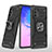 Funda Bumper Silicona y Plastico Mate Carcasa con Magnetico Anillo de dedo Soporte MQ1 para Samsung Galaxy A91 Negro