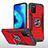 Funda Bumper Silicona y Plastico Mate Carcasa con Magnetico Anillo de dedo Soporte MQ1 para Samsung Galaxy F02S SM-E025F Rojo