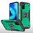 Funda Bumper Silicona y Plastico Mate Carcasa con Magnetico Anillo de dedo Soporte MQ1 para Samsung Galaxy F02S SM-E025F Verde Noche