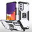 Funda Bumper Silicona y Plastico Mate Carcasa con Magnetico Anillo de dedo Soporte MQ1 para Samsung Galaxy F54 5G Plata