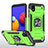 Funda Bumper Silicona y Plastico Mate Carcasa con Magnetico Anillo de dedo Soporte MQ1 para Samsung Galaxy M01 Core Verde