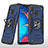 Funda Bumper Silicona y Plastico Mate Carcasa con Magnetico Anillo de dedo Soporte MQ1 para Samsung Galaxy M10S Azul
