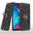 Funda Bumper Silicona y Plastico Mate Carcasa con Magnetico Anillo de dedo Soporte MQ1 para Samsung Galaxy M10S Negro