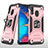 Funda Bumper Silicona y Plastico Mate Carcasa con Magnetico Anillo de dedo Soporte MQ1 para Samsung Galaxy M10S Oro Rosa