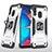 Funda Bumper Silicona y Plastico Mate Carcasa con Magnetico Anillo de dedo Soporte MQ1 para Samsung Galaxy M10S Plata