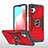 Funda Bumper Silicona y Plastico Mate Carcasa con Magnetico Anillo de dedo Soporte MQ1 para Samsung Galaxy M32 5G Rojo