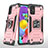 Funda Bumper Silicona y Plastico Mate Carcasa con Magnetico Anillo de dedo Soporte MQ1 para Samsung Galaxy M40S Oro Rosa