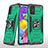 Funda Bumper Silicona y Plastico Mate Carcasa con Magnetico Anillo de dedo Soporte MQ1 para Samsung Galaxy M40S Verde Noche