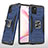 Funda Bumper Silicona y Plastico Mate Carcasa con Magnetico Anillo de dedo Soporte MQ1 para Samsung Galaxy M60s Azul