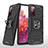 Funda Bumper Silicona y Plastico Mate Carcasa con Magnetico Anillo de dedo Soporte MQ1 para Samsung Galaxy S20 FE 4G Negro
