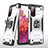 Funda Bumper Silicona y Plastico Mate Carcasa con Magnetico Anillo de dedo Soporte MQ1 para Samsung Galaxy S20 FE 4G Plata