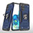 Funda Bumper Silicona y Plastico Mate Carcasa con Magnetico Anillo de dedo Soporte MQ1 para Samsung Galaxy S20 Plus Azul