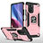 Funda Bumper Silicona y Plastico Mate Carcasa con Magnetico Anillo de dedo Soporte MQ1 para Xiaomi Mi 11i 5G Oro Rosa