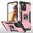 Funda Bumper Silicona y Plastico Mate Carcasa con Magnetico Anillo de dedo Soporte MQ1 para Xiaomi Mi 11T 5G Oro Rosa