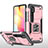 Funda Bumper Silicona y Plastico Mate Carcasa con Magnetico Anillo de dedo Soporte MQ1 para Xiaomi Mi Note 10 Lite Oro Rosa