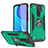 Funda Bumper Silicona y Plastico Mate Carcasa con Magnetico Anillo de dedo Soporte MQ1 para Xiaomi Poco M2 Verde Noche