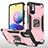 Funda Bumper Silicona y Plastico Mate Carcasa con Magnetico Anillo de dedo Soporte MQ1 para Xiaomi POCO M3 Pro 5G Oro Rosa