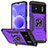 Funda Bumper Silicona y Plastico Mate Carcasa con Magnetico Anillo de dedo Soporte MQ1 para Xiaomi Poco M4 5G Morado