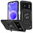 Funda Bumper Silicona y Plastico Mate Carcasa con Magnetico Anillo de dedo Soporte MQ1 para Xiaomi Poco M4 5G Negro