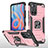 Funda Bumper Silicona y Plastico Mate Carcasa con Magnetico Anillo de dedo Soporte MQ1 para Xiaomi Poco M4 Pro 5G Oro Rosa