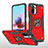 Funda Bumper Silicona y Plastico Mate Carcasa con Magnetico Anillo de dedo Soporte MQ1 para Xiaomi Poco M5S Rojo
