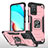 Funda Bumper Silicona y Plastico Mate Carcasa con Magnetico Anillo de dedo Soporte MQ1 para Xiaomi Redmi 10 (2022) Oro Rosa