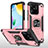 Funda Bumper Silicona y Plastico Mate Carcasa con Magnetico Anillo de dedo Soporte MQ1 para Xiaomi Redmi 10 Power Oro Rosa