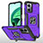 Funda Bumper Silicona y Plastico Mate Carcasa con Magnetico Anillo de dedo Soporte MQ1 para Xiaomi Redmi 10 Prime Plus 5G Morado