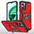 Funda Bumper Silicona y Plastico Mate Carcasa con Magnetico Anillo de dedo Soporte MQ1 para Xiaomi Redmi 11 Prime 5G Rojo